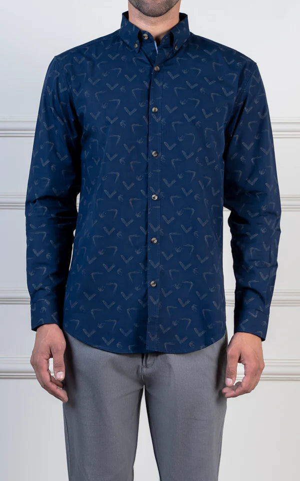 PRINTED CASUAL SHIRT NAVY