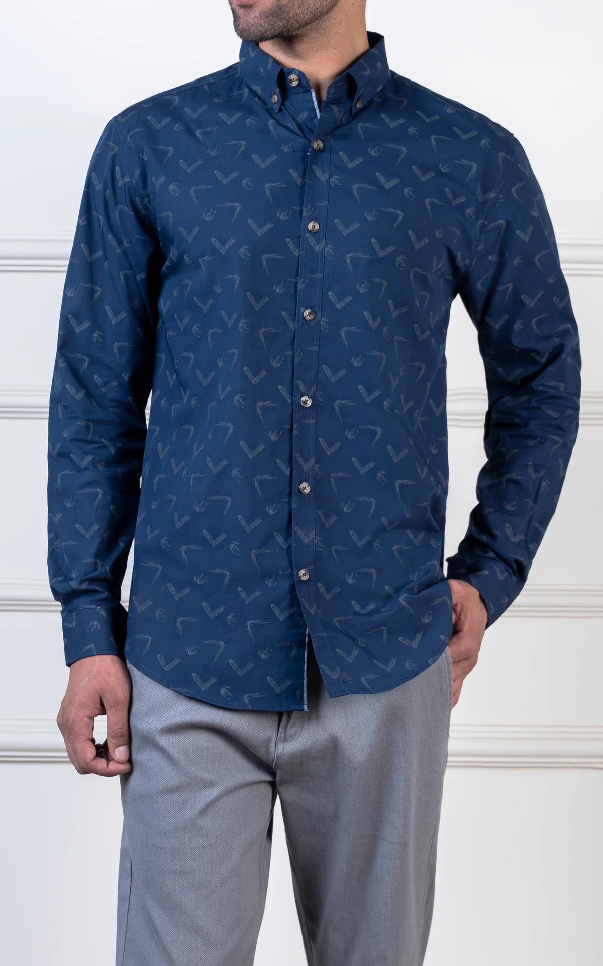 PRINTED CASUAL SHIRT NAVY